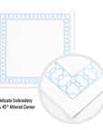 Coastal Indoor Outdoor Embroidered Napkin Set of 4, Begonia Pattern Chain Frame, Baby Blue, 20"x20"