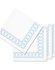 Coastal Indoor Outdoor Embroidered Napkin Set of 4, Begonia Pattern Chain Frame, Baby Blue, 20"x20"