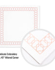 Coastal Indoor Outdoor Embroidered Napkin Set of 4, Begonia Pattern Chain Frame, Blush Pink, 20"x20"