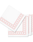 Coastal Indoor Outdoor Embroidered Napkin Set of 4, Begonia Pattern Chain Frame, Blush Pink, 20"x20"