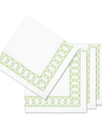 Coastal Indoor Outdoor Embroidered Napkin Set of 4, Begonia Pattern Chain Frame, Green, 20"x20"