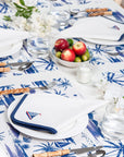 Coastal Vegan Leather Placemat, Beach House Vacation, Navy Blue, 14"x19"