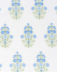 Marveille Flowers, Floral Outdoor Fabric By The Yard 57'', Baby Blue Flower on White