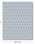 Marveille Flowers, Vintage Floral Outdoor Fabric By The Yard 57", Pink Flower on Baby Blue