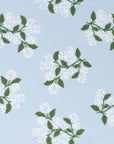 Nantess Blooming Hydrangea, Outdoor Floral Fabric By The Yard 57", White Flower on Baby Blue