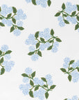Nantess Blooming Hydrangea, Floral Outdoor Fabric By The Yard 57", Baby Blue Flower on White