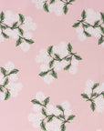 Nantess Blooming Hydrangea, Pink Outdoor Fabric By The Yard 57", White Flower on Blush Pink