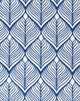 Konalie Geometric Leafs, Indoor Outdoor Fabric For Upholstery By The Yard 57", Navy Blue