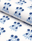 Barbelle Hydrangea, Indoor/Outdoor Fabric By The Yard 57", Navy Blue