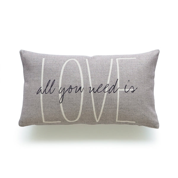 Rustic All you need is Love Lumbar Pillow Cover, , Gray Hofdeco