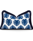 navy fringe pillow