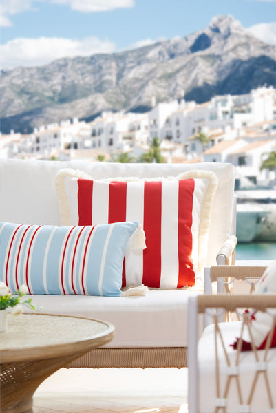 Red and white striped outdoor pillows cheap