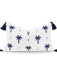navy embroidered pillow