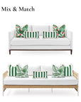 Coastal Indoor Outdoor Long Lumbar Pillow Cover, Stripes with Fringe, Green, 12"x26"