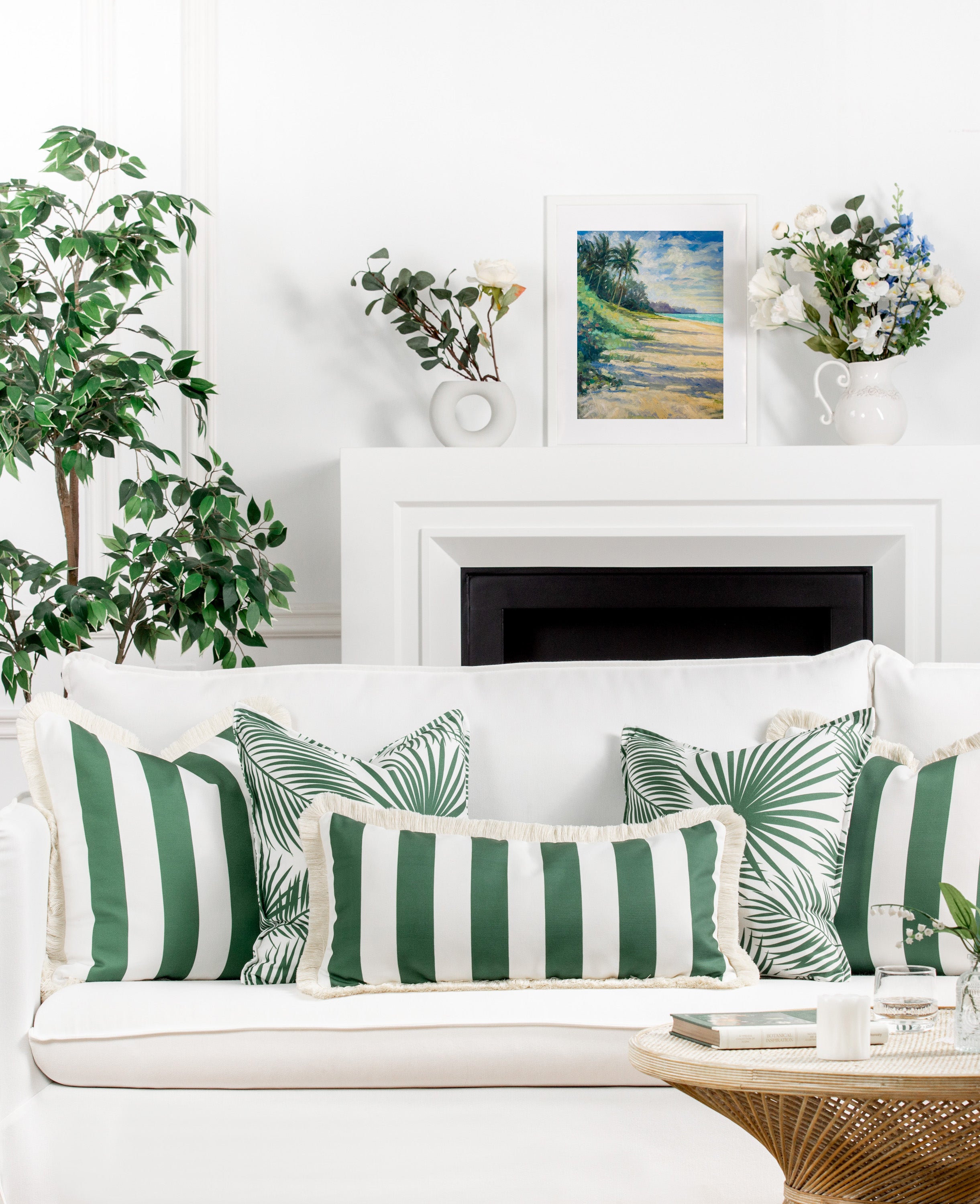 Coastal Indoor Outdoor Long Lumbar Pillow Cover, Stripes with