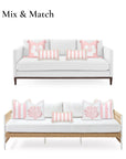 Coastal Indoor Outdoor Long Lumbar Pillow Cover, Stripes with Fringe, Blush Pink, 12"x26"