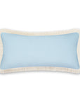 Coastal Indoor Outdoor Long Lumbar Pillow Cover, Solid with Fringe, Baby Blue, 12"x26"