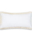 Coastal Indoor Outdoor Long Lumbar Pillow Cover, Solid with Fringe, White, 12"x26"
