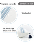 Coastal Indoor Outdoor Throw Pillow Cover, Embroidered Stripes with Tassels, Baby Blue, 20"x20"