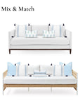 Coastal Indoor Outdoor Throw Pillow Cover, Embroidered Stripes with Tassels, Baby Blue, 20"x20"