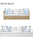 Coastal Indoor Outdoor Lumbar Pillow Cover, Embroidered Stripes with Tassels, Baby Blue, 12"x20"