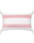 Coastal Indoor Outdoor Lumbar Pillow Cover, Embroidered Stripes with Tassels, Blush Pink, 12"x20"