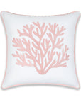 Coastal Indoor Outdoor Throw Pillow Cover, Embroidered Sea Life Coral with Piping, Blush Pink, 20"x20"