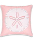 Coastal Indoor Outdoor Throw Pillow Cover, Embroidered Sea Life Sand Dollar with Piping, Blush Pink, 20"x20"