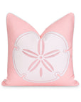 Coastal Indoor Outdoor Throw Pillow Cover, Embroidered Sea Life Sand Dollar with Piping, Blush Pink, 20"x20"