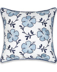 Coastal Indoor Outdoor Throw Pillow Cover, Embroidered Hibiscus Floral with Piping, Baby Navy Blue, 18"x18"