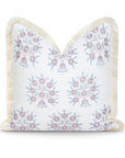 Coastal Indoor Outdoor Throw Pillow Cover, Embroidered Floral with Fringe, Blush Pink, 20"x20"