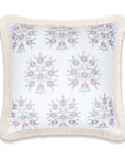 Coastal Indoor Outdoor Throw Pillow Cover, Embroidered Floral with Fringe, Blush Pink, 20"x20"