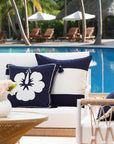 Coastal Outdoor Performance Pillow Cover, Color Block, Dark Navy Blue, 20"x20"