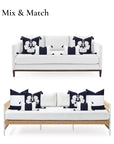 Coastal Outdoor Performance Lumbar Pillow Cover, Color Block with Tassels, Dark Navy Blue, 12"x20"