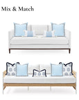 Coastal Indoor Outdoor Throw Pillow Cover, Embroidered Frame Leafs with Piping, Baby Blue, 20"x20"