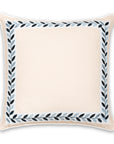 Coastal Indoor Outdoor Throw Pillow Cover, Embroidered Frame Leafs with Piping, Neutral Tan, 20"x20"