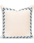 Coastal Indoor Outdoor Throw Pillow Cover, Embroidered Frame Leafs with Piping, Neutral Tan, 20"x20"