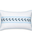 Coastal Indoor Outdoor Lumbar Pillow Cover, Embroidered Frame Leafs with Piping, Baby Blue, 12"x20"