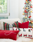 Hofdeco Premium Holiday Lumbar Pillow Cover, Christmas Gnomes, Red, 12"x20"