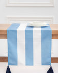 blue and white table runner
