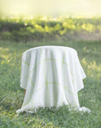 Viora Plaid, Green Plaid Throw Blanket, Woven with tassels, 50"x70"