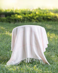 Viora Plaid, Light Pink Throw Blanket, Woven Plaid with Tassels, 50"x70"