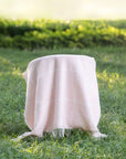 Viora Plaid, Light Pink Throw Blanket, Woven Plaid with Tassels, 50"x70"