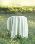 Vayla, Green Throw Blanket, Woven Herringbone with tassels, 50"x70"
