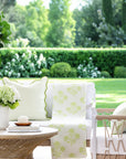 Niceane Flowers, Light Green Throw Blanket, Woven Flowers with Piping, 50"x70"