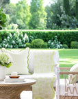Avinelle Dahlia, Green Throw Blanket, Woven Dahlia with Scalloped Border, 50"x70"