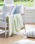Avinelle Dahlia, Green Throw Blanket, Woven Dahlia with Scalloped Border, 50"x70"