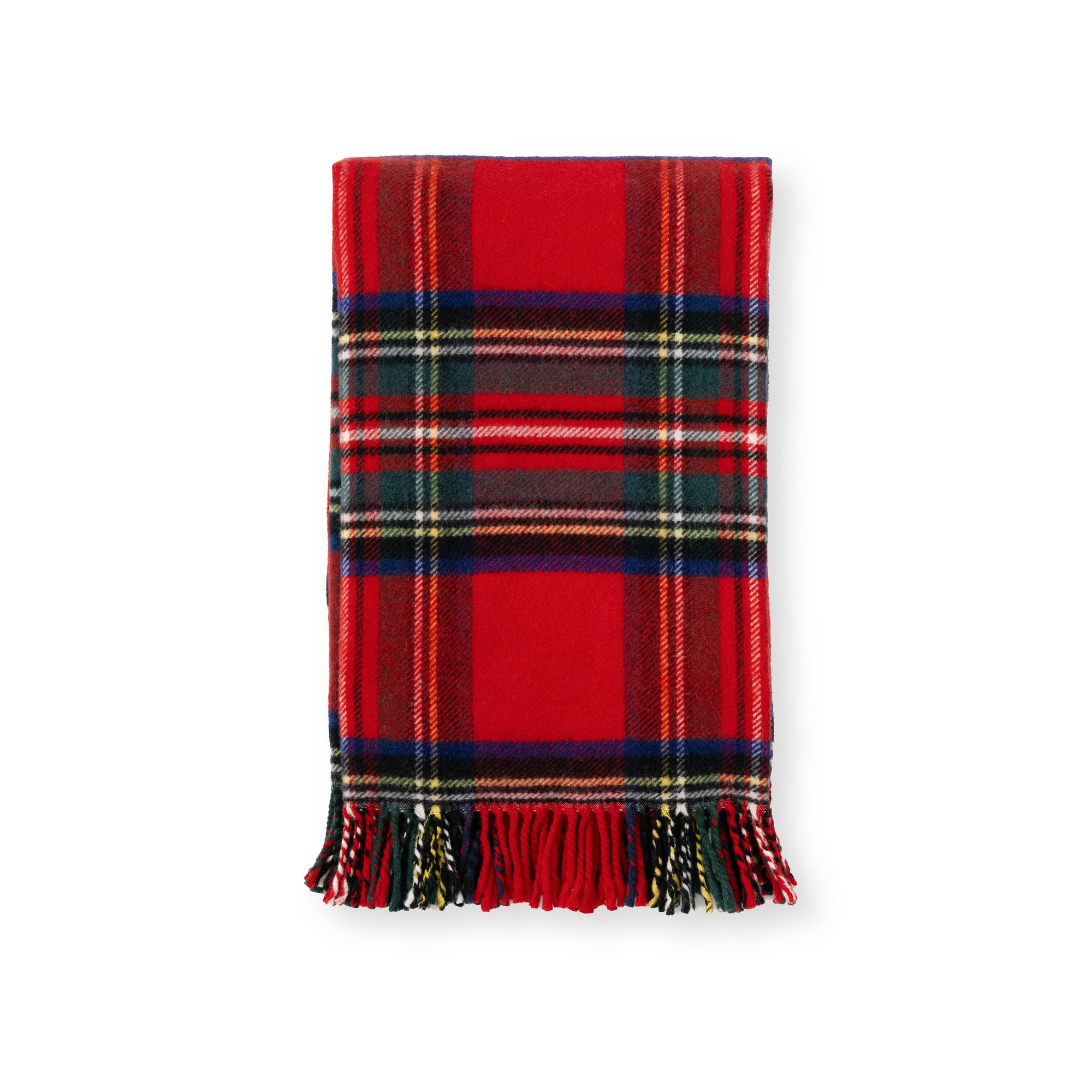 Royal Stewart Tartan Plaid, Merino Wool Christmas Throw Blanket, Red, 50"x70"