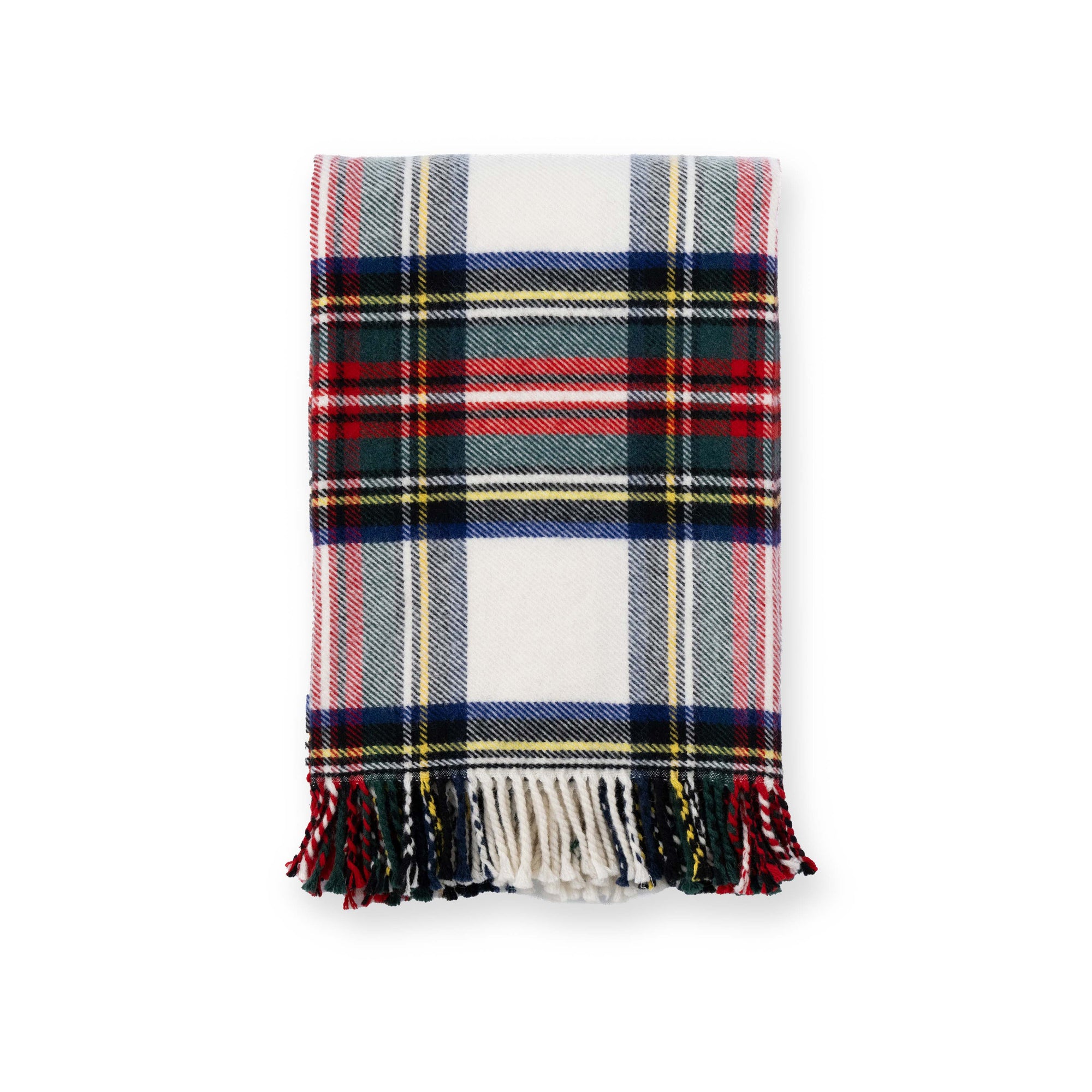 Royal Stewart Tartan Plaid, Merino Wool Holiday Throw Blanket, Beige Red, 50"x70"