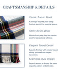 Royal Stewart Tartan Plaid, Merino Wool Holiday Throw Blanket, Beige Red, 50"x70"